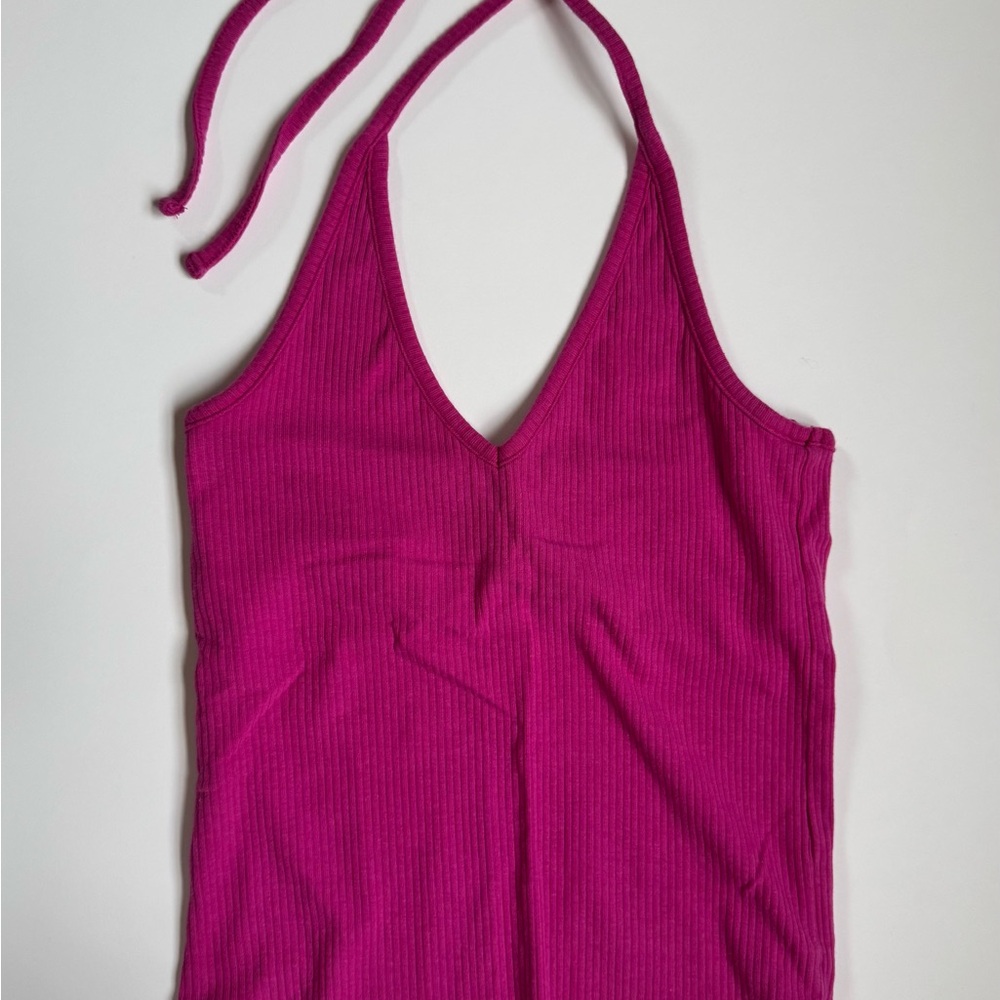 Vibrant Pink Halter Neck Tank Top